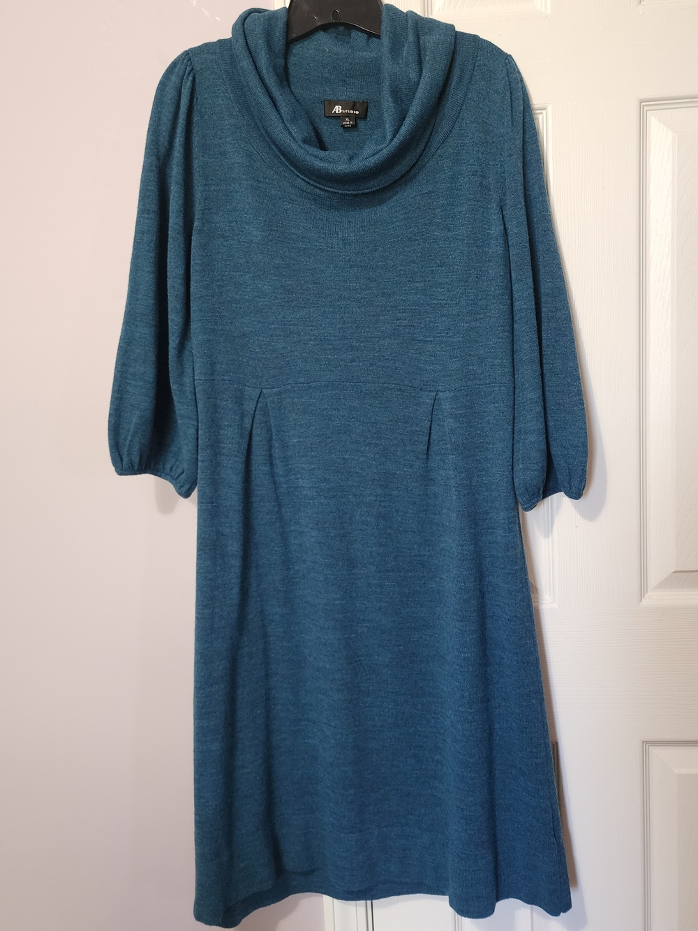 AB Studio Teal Cowl Neck Sweater Dress